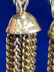 Vtg Unbranded Costume Jewelry Chain Tassel Dangle Drop Clip On Estate Earrings