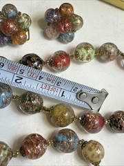 18 Inch Murano Glass Made In Italy Necklace And Clip On Earrings Signed