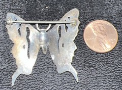 Sterling Silver Butterfly Brooch 1.50” Long 1.50” Wide