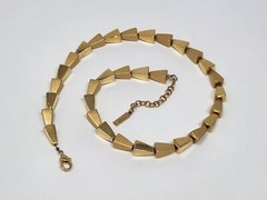 Napier Square Pyramid Gold Tone Heavy Necklace Geometric Necklace 16″-18″ VTG