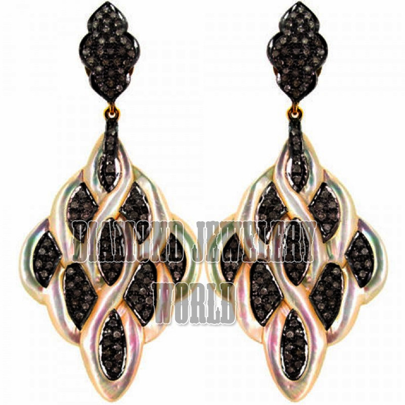Victorian 2.25ctw Genuine Old Mine Pave Rose Cut Diamond Silver Earring Jewelry