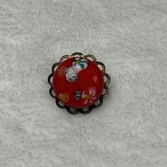 Vintage Murano Style Glass Millefiori Domed Round Button Clip Earrings Chrty