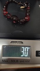 VINTAGE Tested Ruby Red CHERRY 30g AMBER BAKELITE FACETED BEADED 16″ NECKLACE