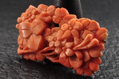 Intricate Hand-Carved Natural Coral Floral OBIDOME Certificate (total 71.0ct).