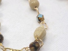 Vintage Bohemian Glass Bezels Gold Tone Statement Necklace 32in.