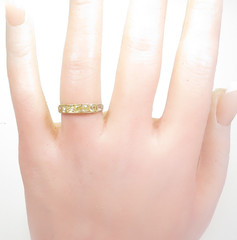 Antique Fancy Light Yellow Plat 18KY Cushion Diamond Wedding Band Size 6 EGL USA