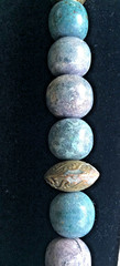 Vintage Large Blue Sponged and Metal Beads 23,5″ Long Necklace