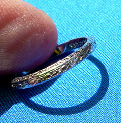 ORIGINAL Art Deco Wedding Band 18K WHITE GOLD Antique Anniversary Ring Size 6.5
