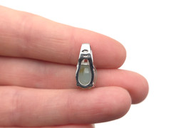 Vintage 14k White Gold Icy Jade Jadeite Diamond Pendant Slide Signed- 2.1 grams