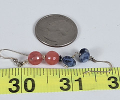 Blue Sodalite Pink Quartz Sterling Silver Earrings Lot Of 2 French Wire Dangle