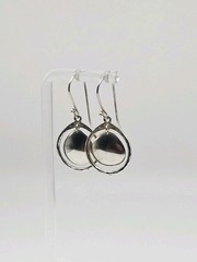 Retired Silpada Sterling Silver Hammered Disc Cut Out Dangle Earrings 1.55″