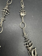 Rare UnoAERre Vintage Fish Skeleton Necklace Chain Sterling