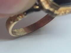 VINTAGE DAUGHTERS OF REBEKAH MARKED 1/30 14K GOLD R.G.P. ENAMELED RING SIZE UNK
