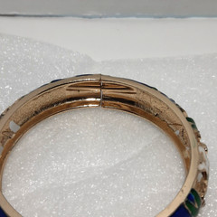meenakari cut out floral gold tone clamp bracelet rhinestones enamel.
