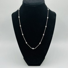 Sterling Oval Bead Stations Necklace From Italy 18” Vintage KC