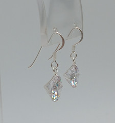 VTG 925 Lead Crystal 1in Drop Earrings Sterling Silver 2gtw Brilliant Faceted