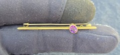 Antique Victorian 15K Yellow Gold Deep Purple Amethyst Crimp Set Brooch Pendant