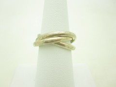 SU Mexico Sterling Silver Interlocking Smooth Rings Size 8