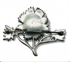 Vintage 1940s Old Hollywood Glam Pot Metal Flower Brooch
