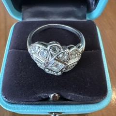 1930’s Old European Art Deco Platinum Diamond Ring – Size 9.25