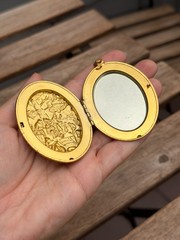 Unmarked Vintage Revlon Locket – 1500’s Village Scene Locket Pendant Goldtone
