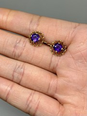 Vintage 14K Yellow Gold 1.00ct Amethyst Halo Jacket Women’s Earring