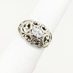 Vintage Elegant RING Silver 925 with Big Bright Stone -size: 9US (18.8mm) | #113