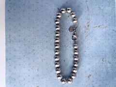 Vintage Stamped Sterling 23, 5mm Beads Bracelet 8.25″ Long