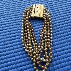 Vintage 1930s Art Deco multi-strand ball chain necklace and bracelet set.
