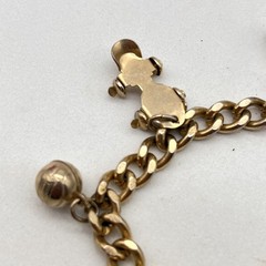 Vintage Charm Bracelet Gold Tone Curb Link Sports Theme Fits 6.25″ Wrist