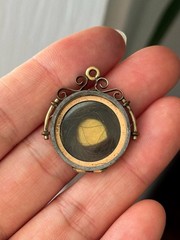 Antique Victorian Gold Filled Mourning Hair Locket Pendant W&H Co Monogram R