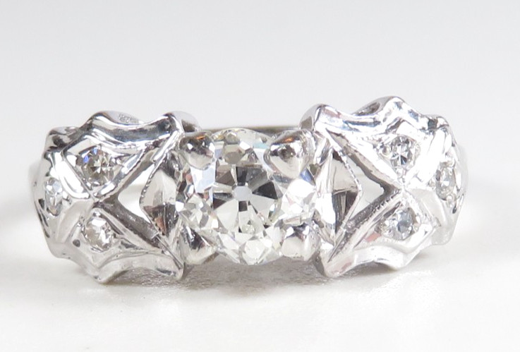 Antique Art Deco 1920’s Diamond Engagement Ring Size 5.5 UK-K1/2 18KW EGL USA