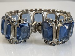 Vintage Juliana Sapphire Blue Rhinestones 3 Piece Set Necklace Earrings Bracelet