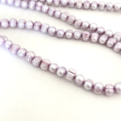 Ladies Genuine Real Pearl Purple Lavender Dyed Long Chunky Strand Necklace 36″