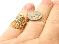 Vintage Unique Mid Century Modern 14 K Gold Diamond Twisted Column Sz 6 Ring RDW