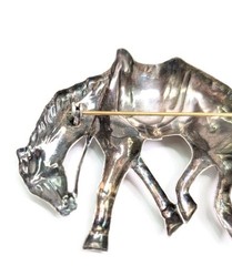 Sterling Silver Horse Brooch Large Bucking Bronco Western Rodeo Equestrian 3-1/8