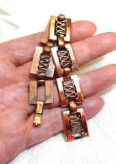 6.5 inch Vintage Solid Copper Renoir Bars & Scroll Bracelet 5/8″ 25.1 gm