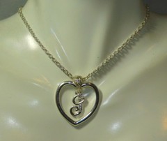 Vintage Silver Tone White Rhinestone Heart I Pendant 19″ Necklace 1j 55