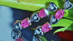 14k multi tone gold 1.03ct natural dia dangle earrings ruby heart treated 2.27gr