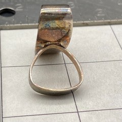 Vintage Modernist Tiger Eye Sterling Silver Dimensional Ring Size 5.25