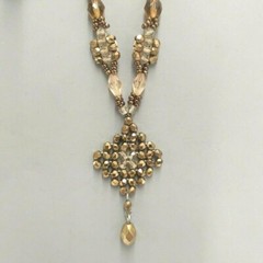 Vintage 18″ Necklace & Pierced Earrings Jewelry Set Brown Glass Beads Retro