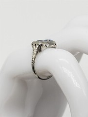 Antique $4000 BELAIS 1.21ct Certified Blue Sapphire 18k White Gold Platinum Ring
