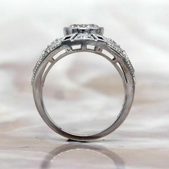 Antique Art Deco 2.30Ct White Diamond Vintage Wedding Ring 14K White Gold Plated