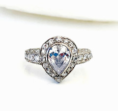 Sterling Silver 925 Wedding CZ Bridal Engagement Ring Designer Band Estate