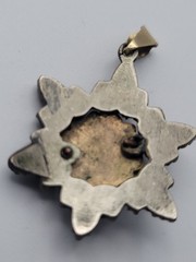 Antique Bohemian Garnet Starburst Pendant 14k Gold Bale 24mm – SB9I