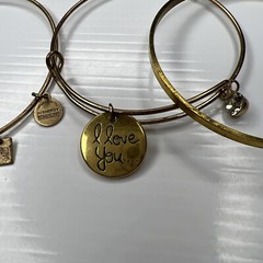 H1 Lot Gold brass Alex and ani young strong love bangles Boho Retro bracelets