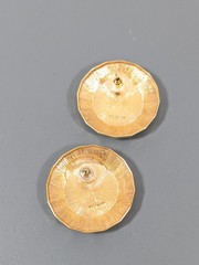 Vintage Monet Gold Tone Round Faceted Metal Statement earrings Pierced