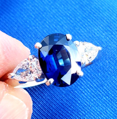 Original EARTH MINED SAPPHIRE DIAMOND Deco Engagement Ring PLATINUM Solitaire 5