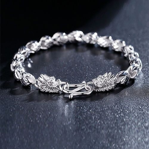 URMYLADY 925 Sterling Silver Exquisite dragon head Chain bracelets jewelry