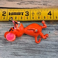 Vintage MCM Enamel Cartoon Mouse Orange Pink Brooch